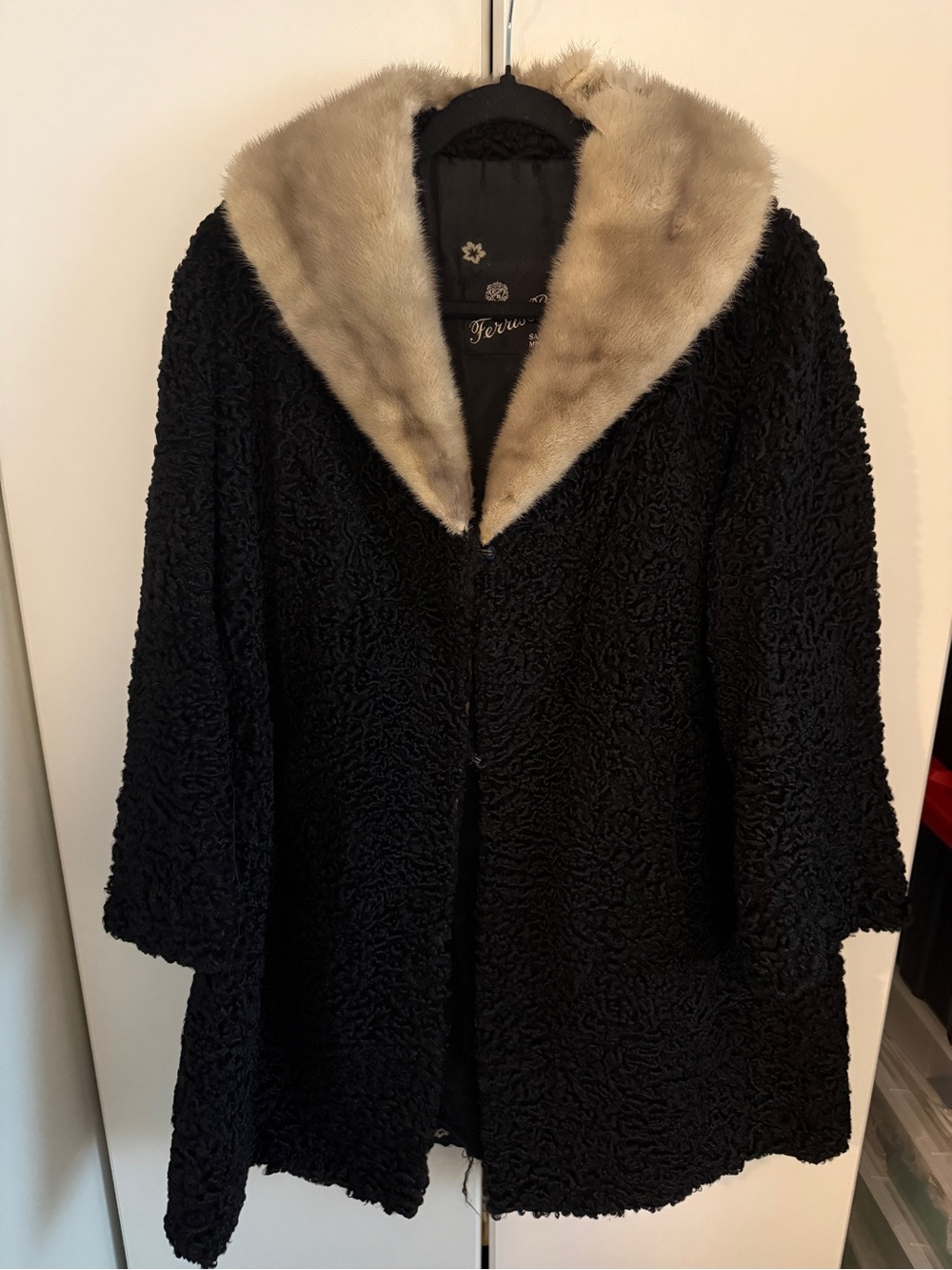 Late 50s Vintage Ferris Bros Persian Lamb w/ Mink Collar Coat READ DESCRIPTION!